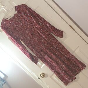Anna Kay Beautiful Red Paisley Dress. Size Large